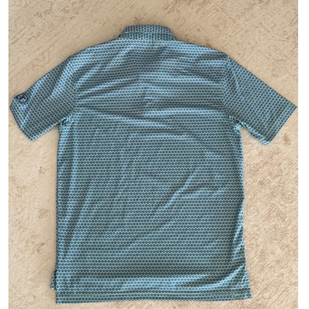 Turtleson Mens Performance Golf Polo Shirt Blue Green Geometric Print Size M - Picture 7 of 9